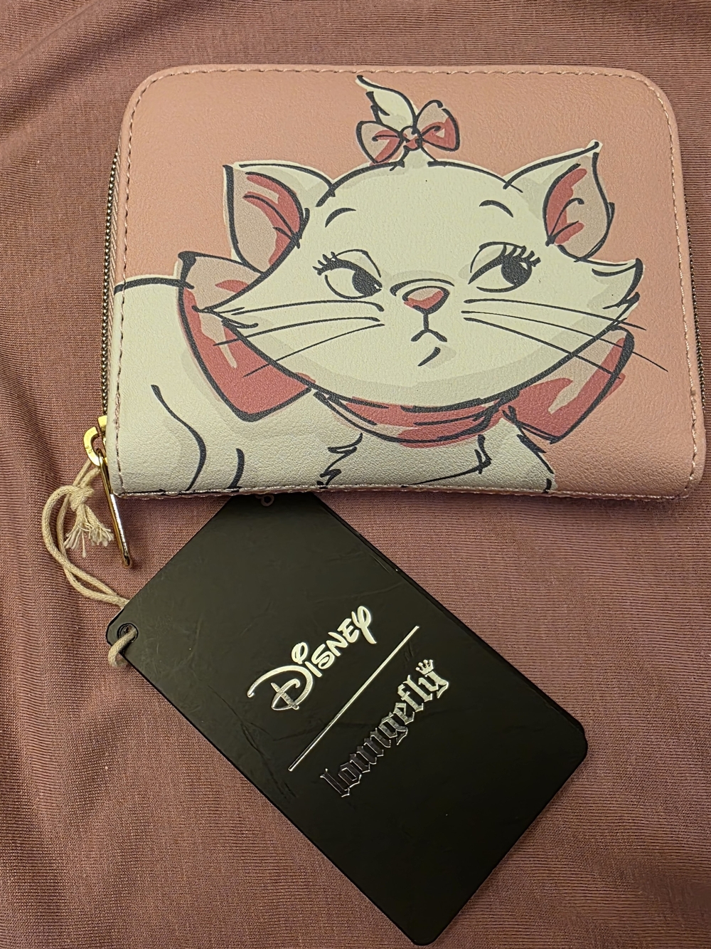 NWT Disney Loungefly Marie Pink Cat Zip Wallet